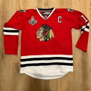 Jonathan Toews Chicago Blackhawks jersey from 2015 championship.